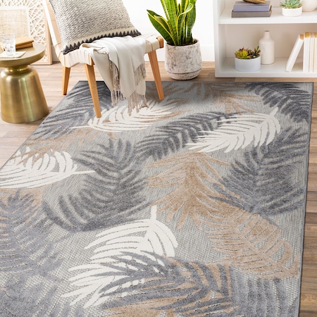 World Rug Gallery Vicenza Tropical Floral Indoor/Outdoor Area Rug 5' x 7' Beige 8011BEIGE5X7